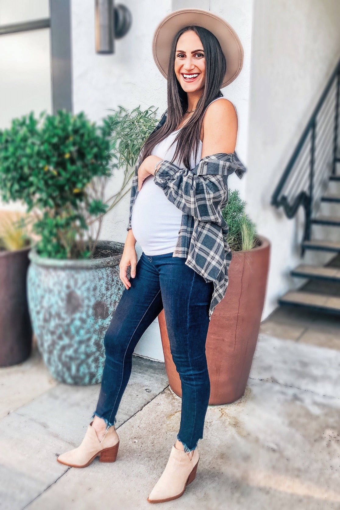 PinkBlush Navy Blue Distressed Hem Maternity Jean