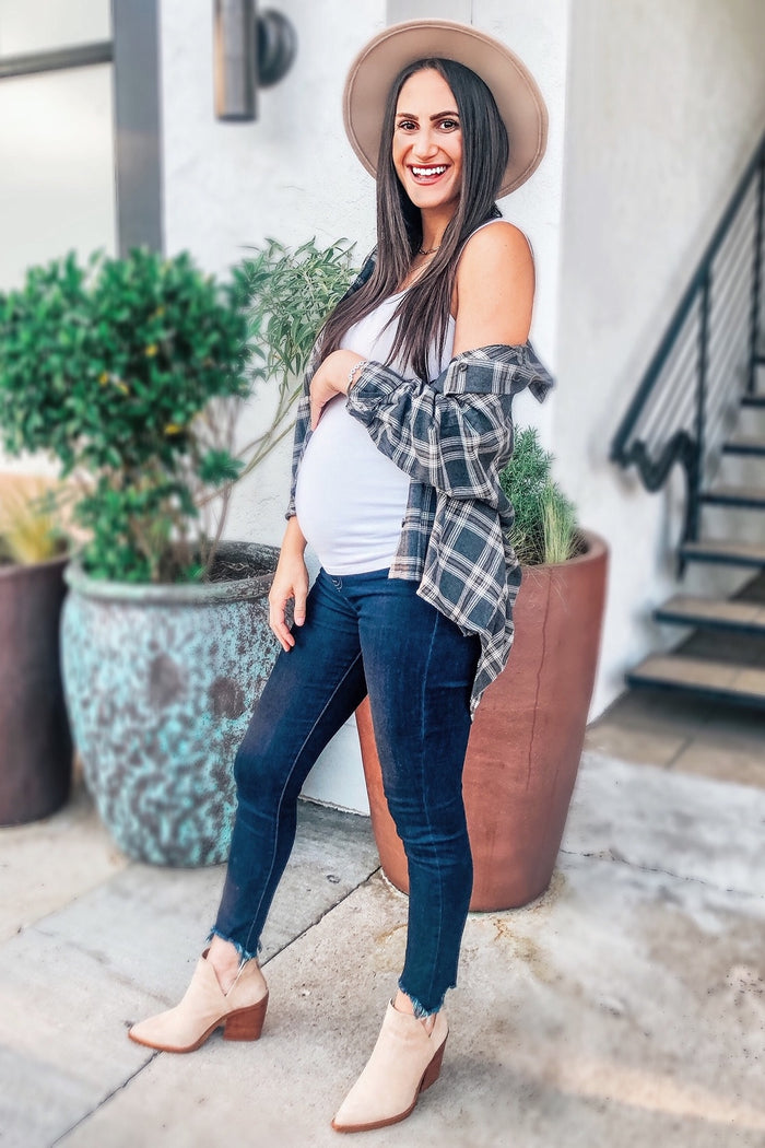 PinkBlush Navy Blue Distressed Hem Maternity Jean