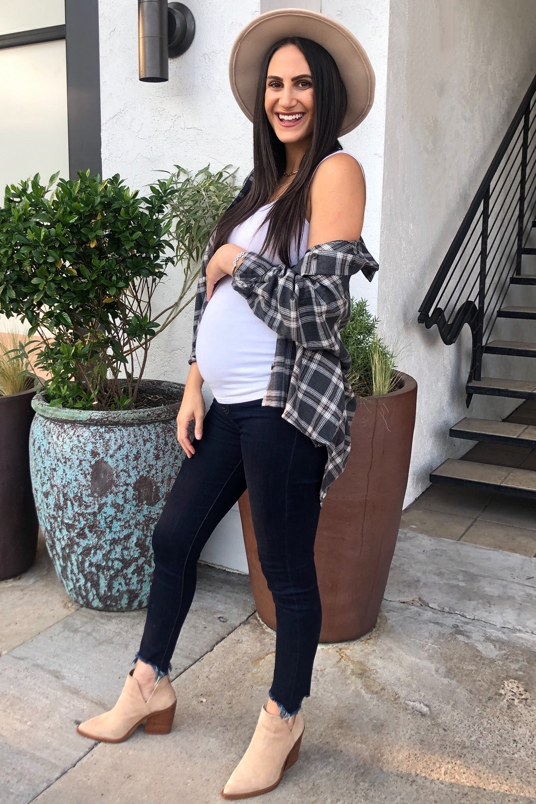 PinkBlush Navy Blue Distressed Hem Maternity Jean