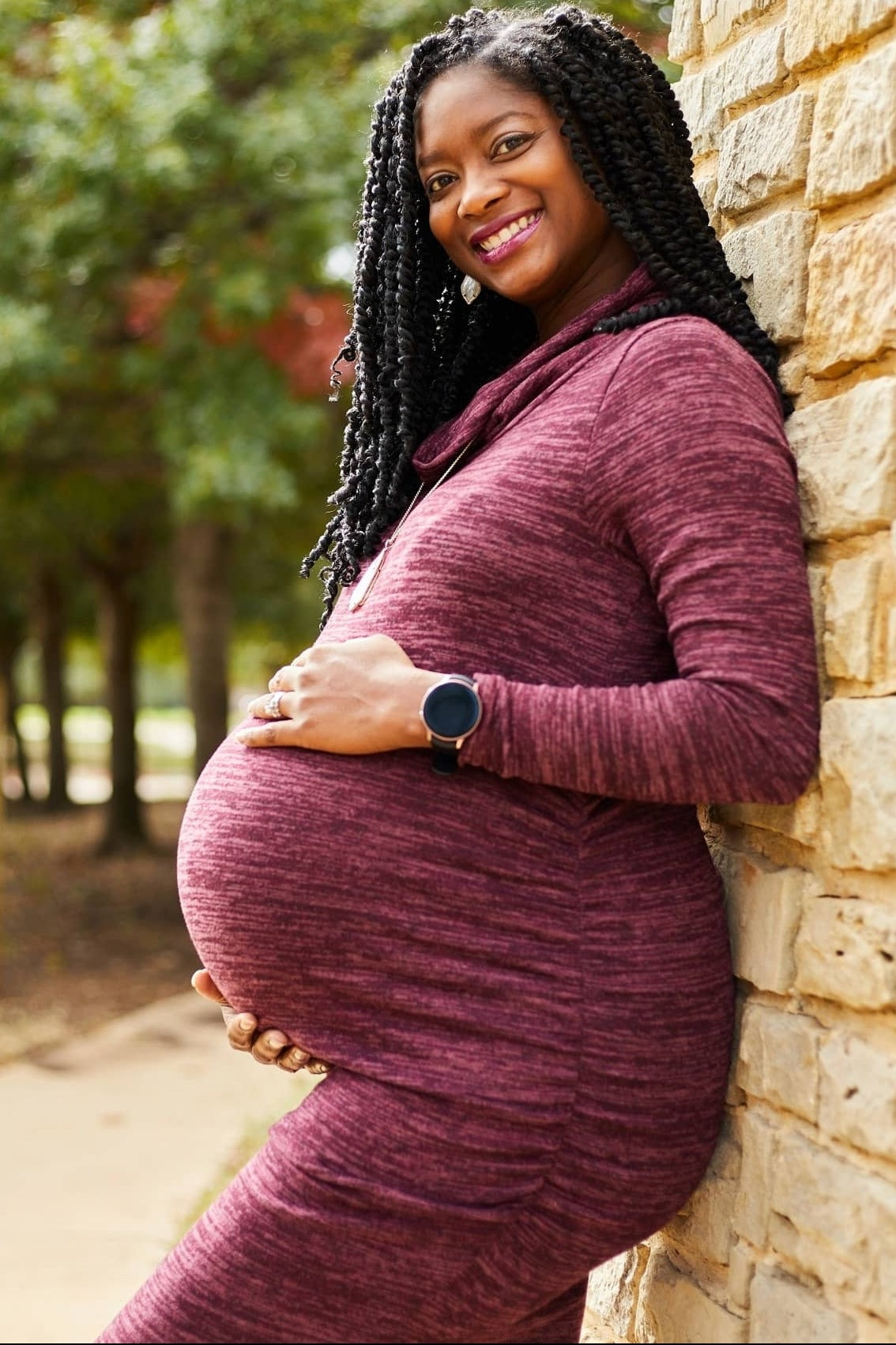 Burgundy Knit Long Sleeve Cowl Neck Maternity Dress PinkBlush Burgundy Knit Long Sleeve Cowl Neck Maternity Dress PinkBlush