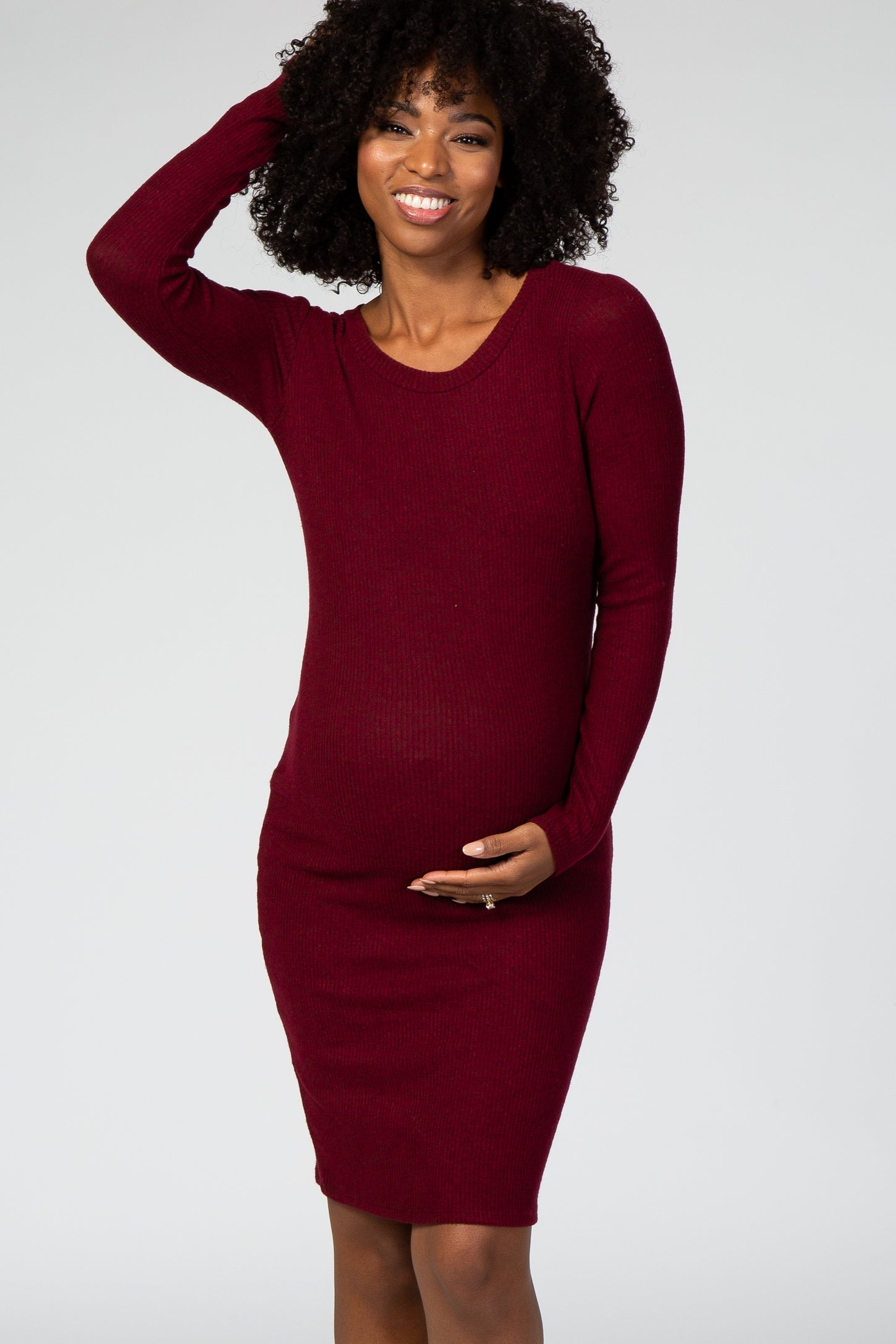pregnancy knit dress WANTROY Maternity Dress Long Sleeve V Neck Knit Stretchable Sweater Dresses Pregnancy Clothes for Photoshoot Baby Shower Apricot at Amazon Women's Clothing store