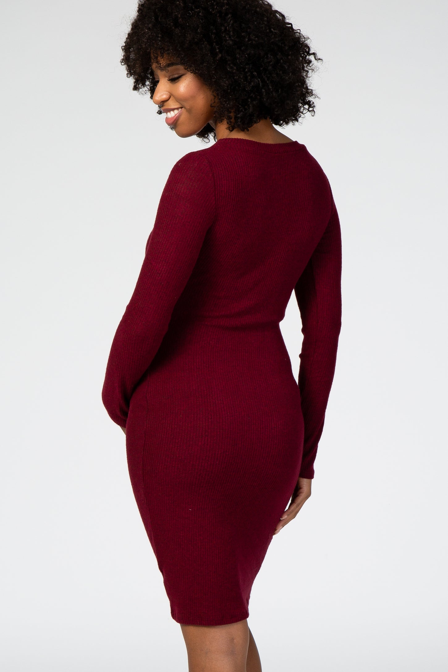 Burgundy Knit Long Sleeve Maternity Sweater Dress Large - PinkBlush - Casual Chic Boutique Burgundy Knit Long Sleeve Maternity Sweater Dress Large - PinkBlush - Casual Chic Boutique