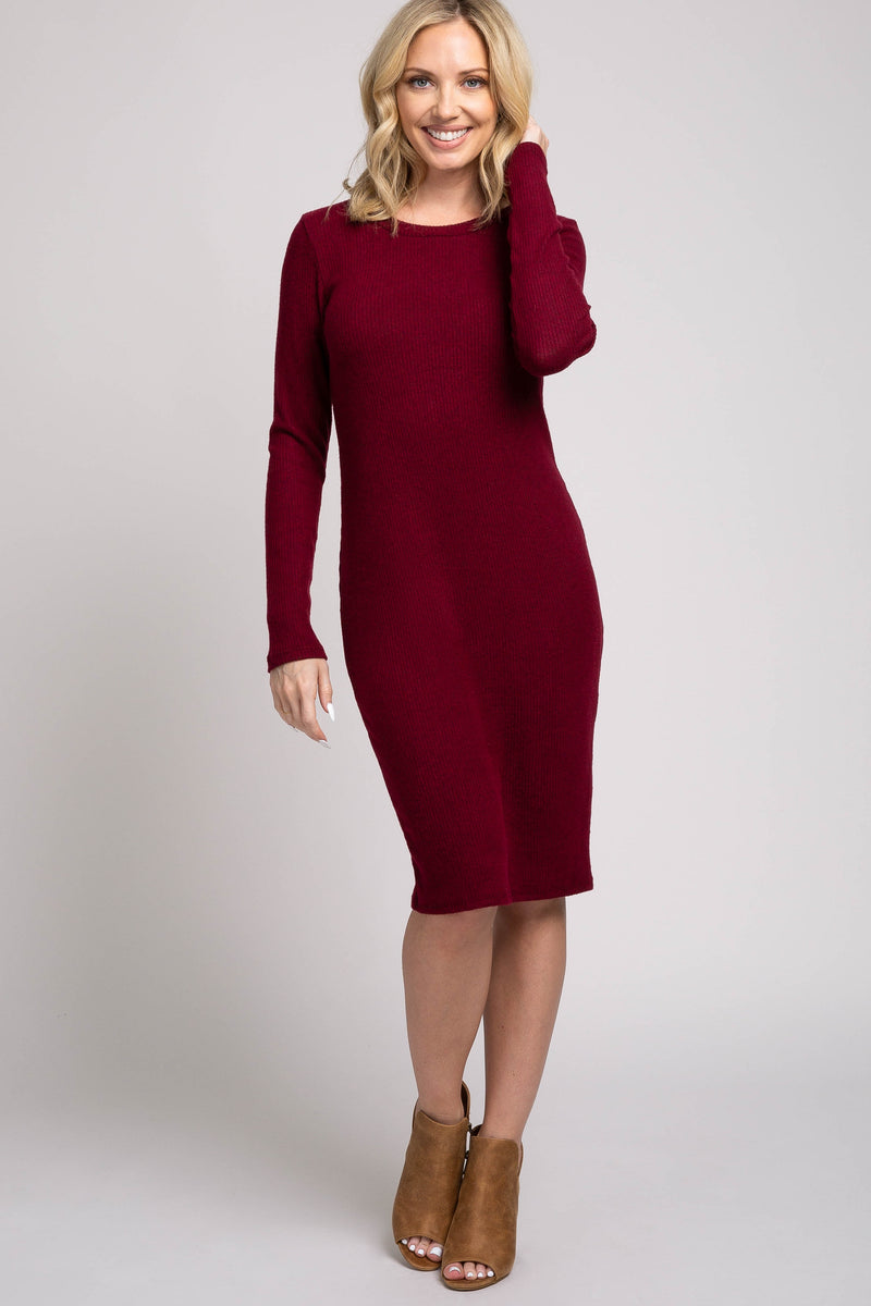 Burgundy Knit Long Sleeve Sweater Dress Burgundy Knit Long Sleeve Sweater Dress