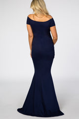 PinkBlush Navy Off Shoulder Wrap Maternity Photoshoot Gown/Dress