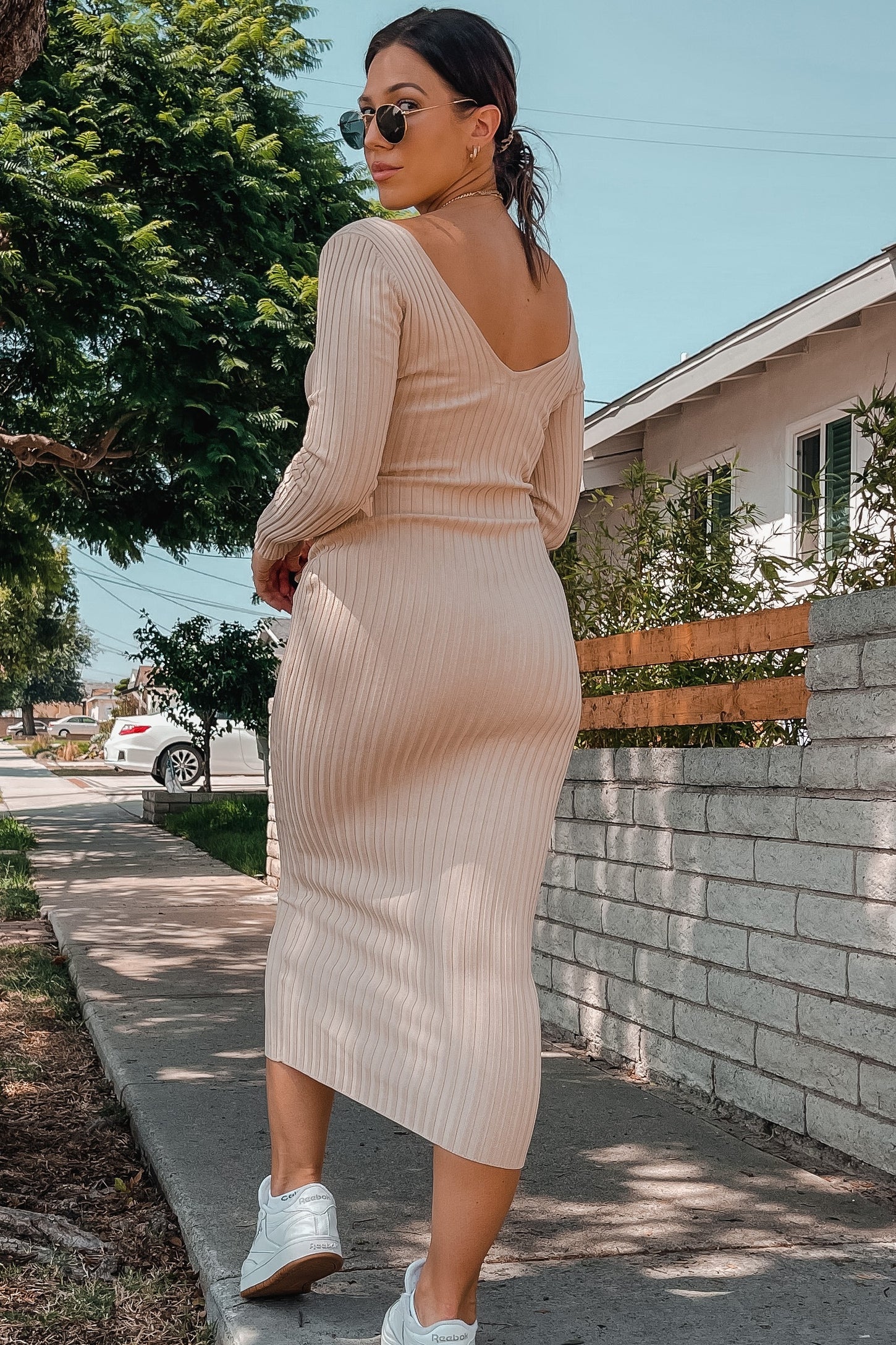 Taupe V-Neck Long Sleeve Fitted Maxi Dress PinkBlush Taupe V-Neck Long Sleeve Fitted Maxi Dress PinkBlush