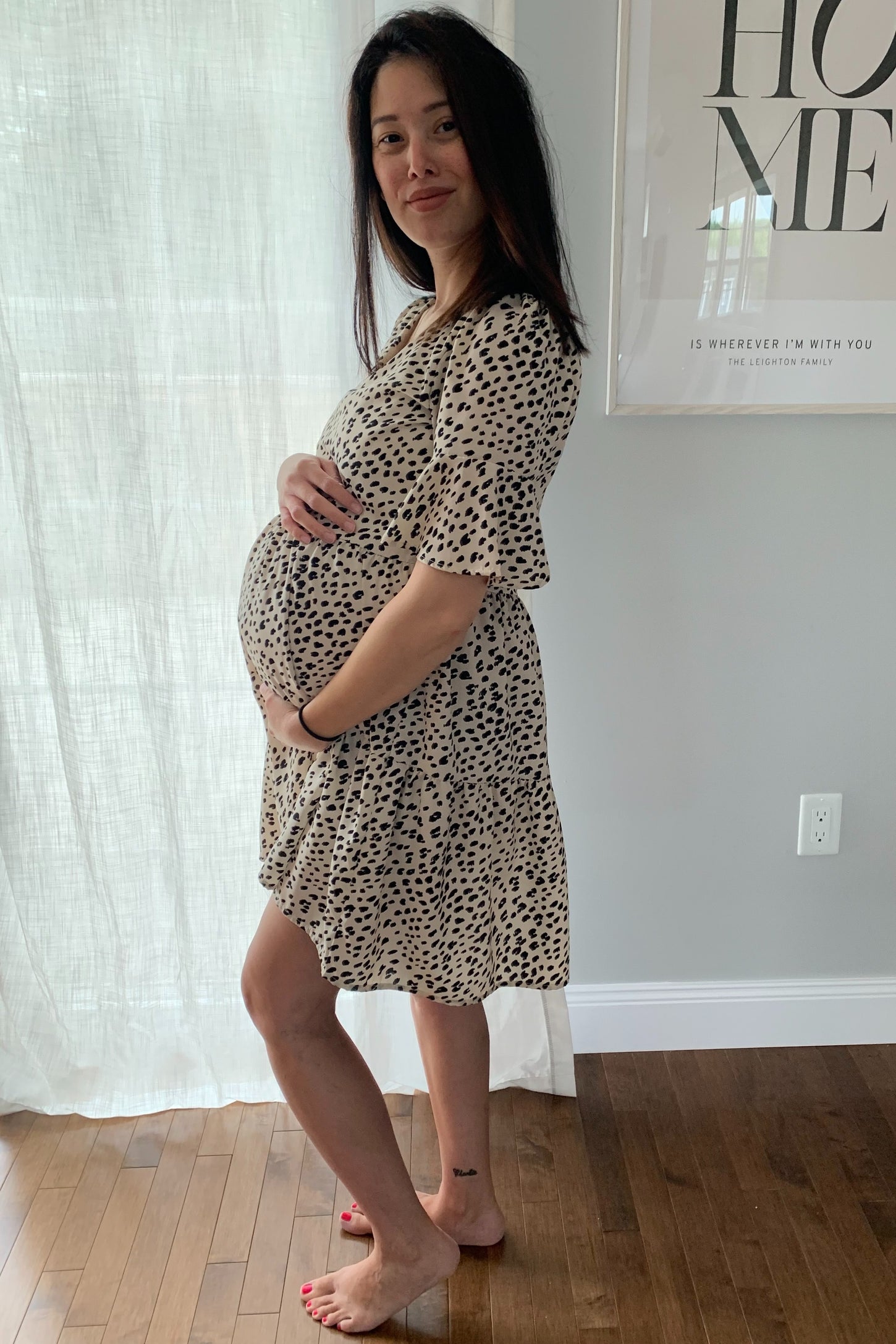Beige Animal Print Ruffle Sleeve Maternity Dress PinkBlush Beige Animal Print Ruffle Sleeve Maternity Dress PinkBlush