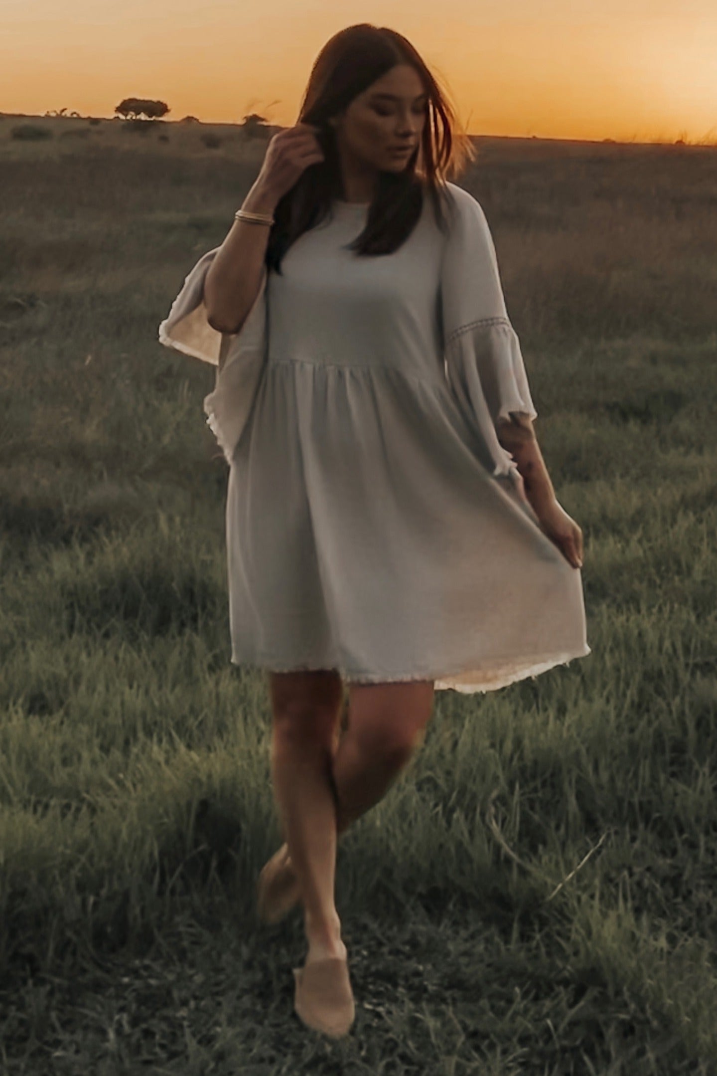 beige babydoll dress LEYLA - Mini Babydoll Dress