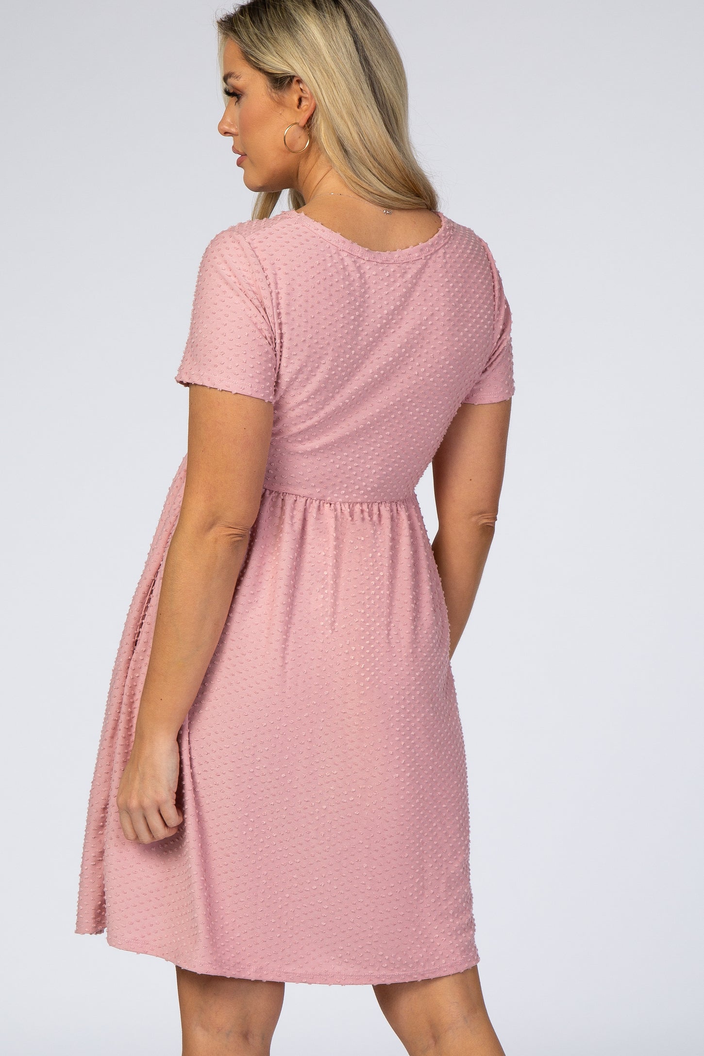 short pink maternity dress Pink Floral Chiffon Ruffle Short Sleeve Maternity Dress PinkBlush