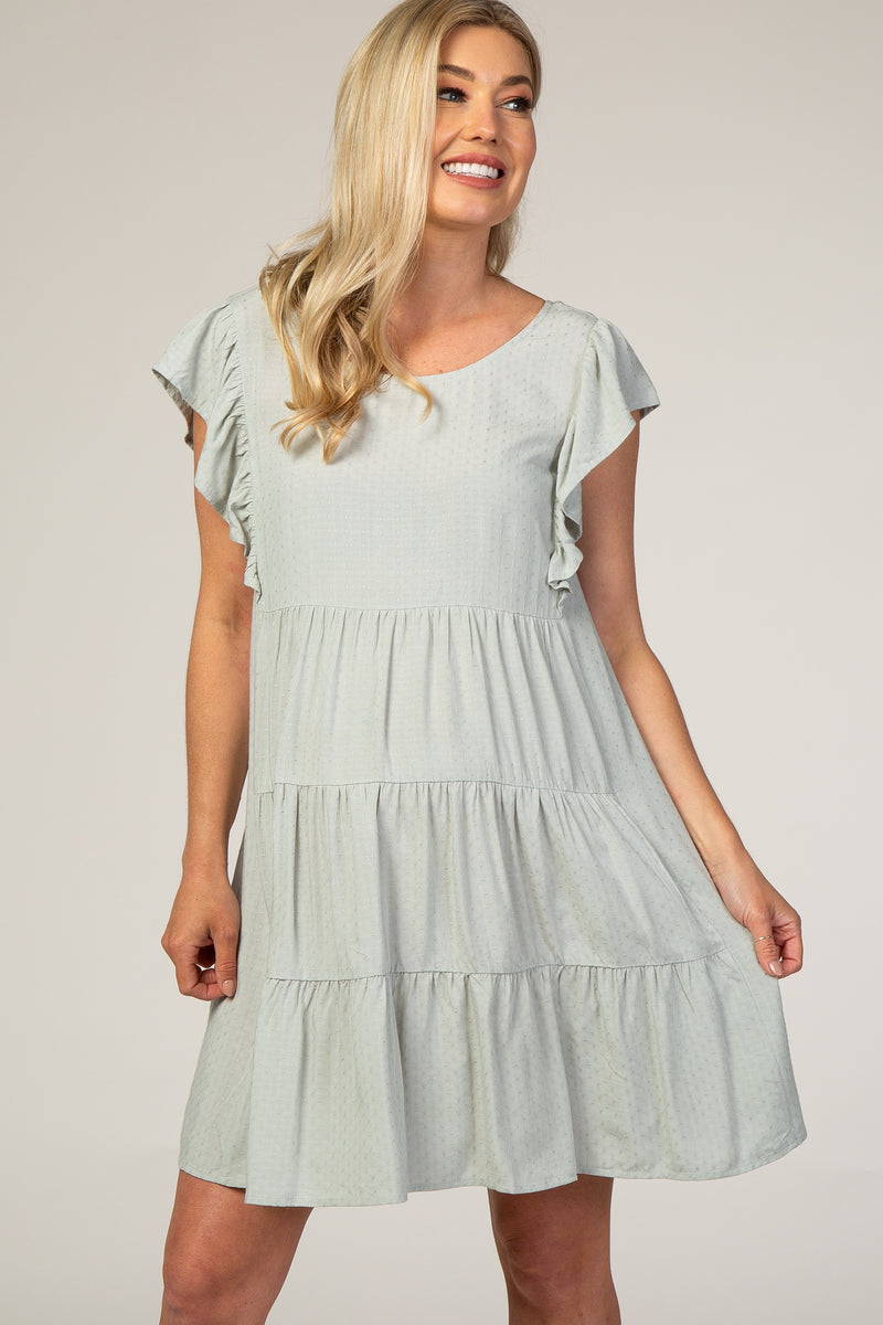 Mint Textured Tiered Ruffle Accent Maternity Dress – PinkBlush