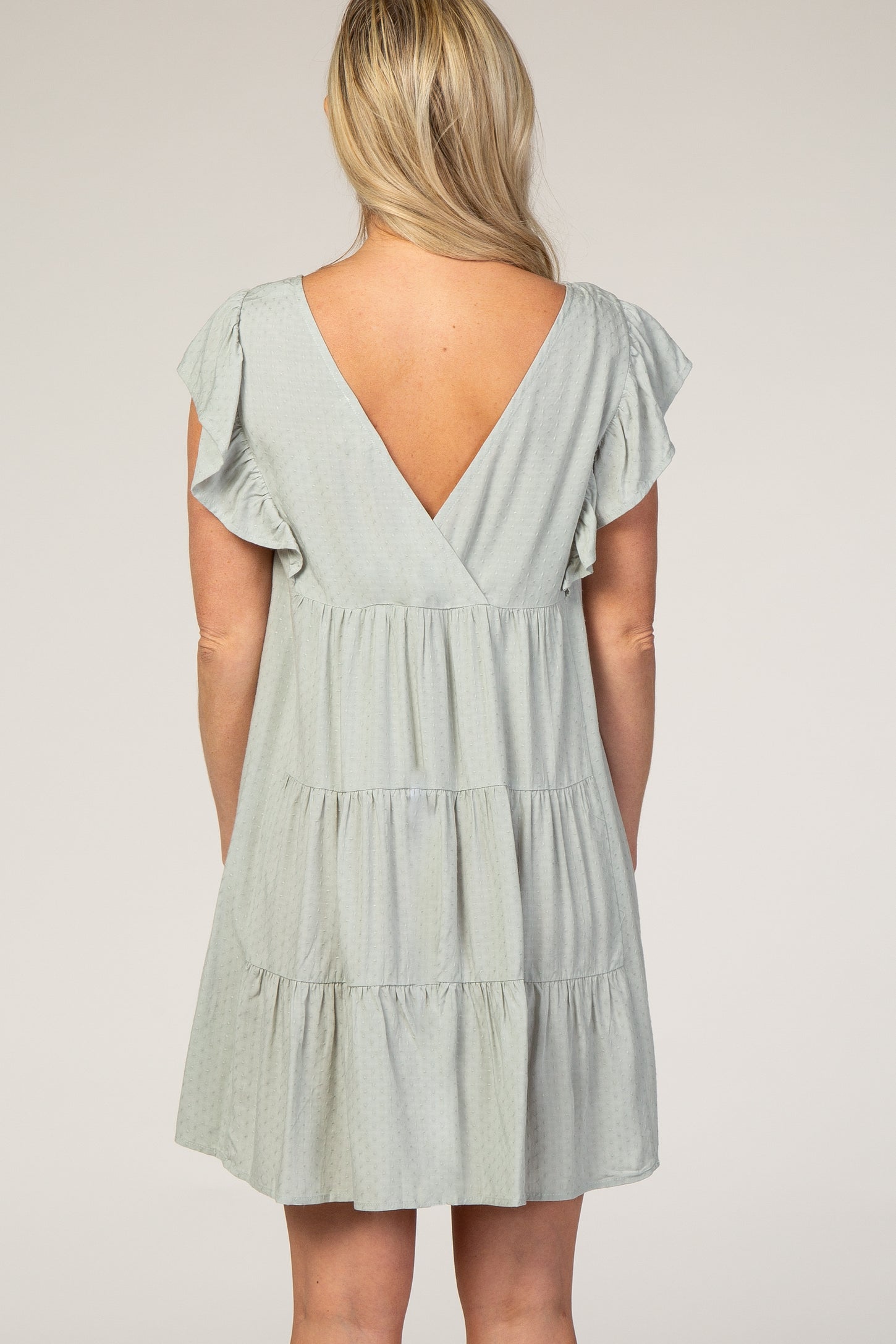 Mint Textured Tiered Ruffle Accent Maternity Dress – PinkBlush