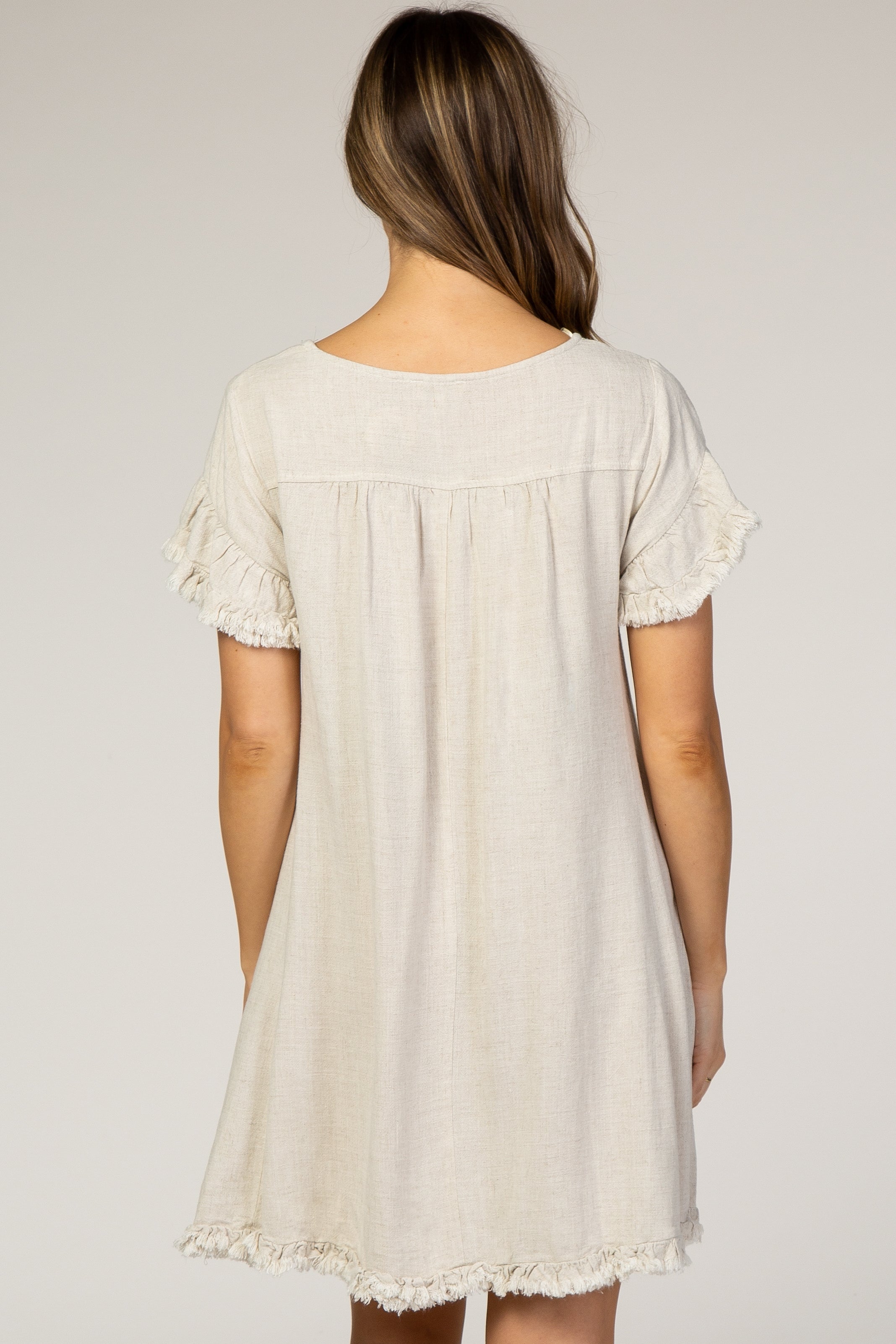 cotton linen maternity dresses Ripe Maternity Bella Linen Maternity Dress White Lapis Large