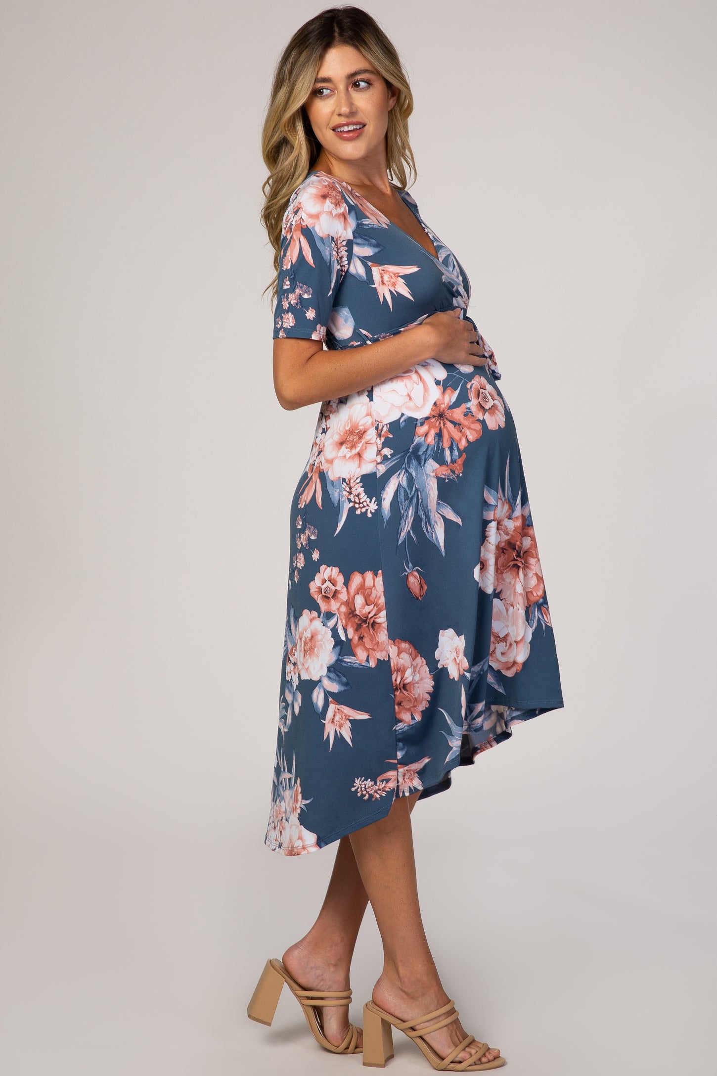 high low maternity cocktail dress 24seven Comfort Apparel Sleeveless Fit and Flare High Low Maternity Dress - Black