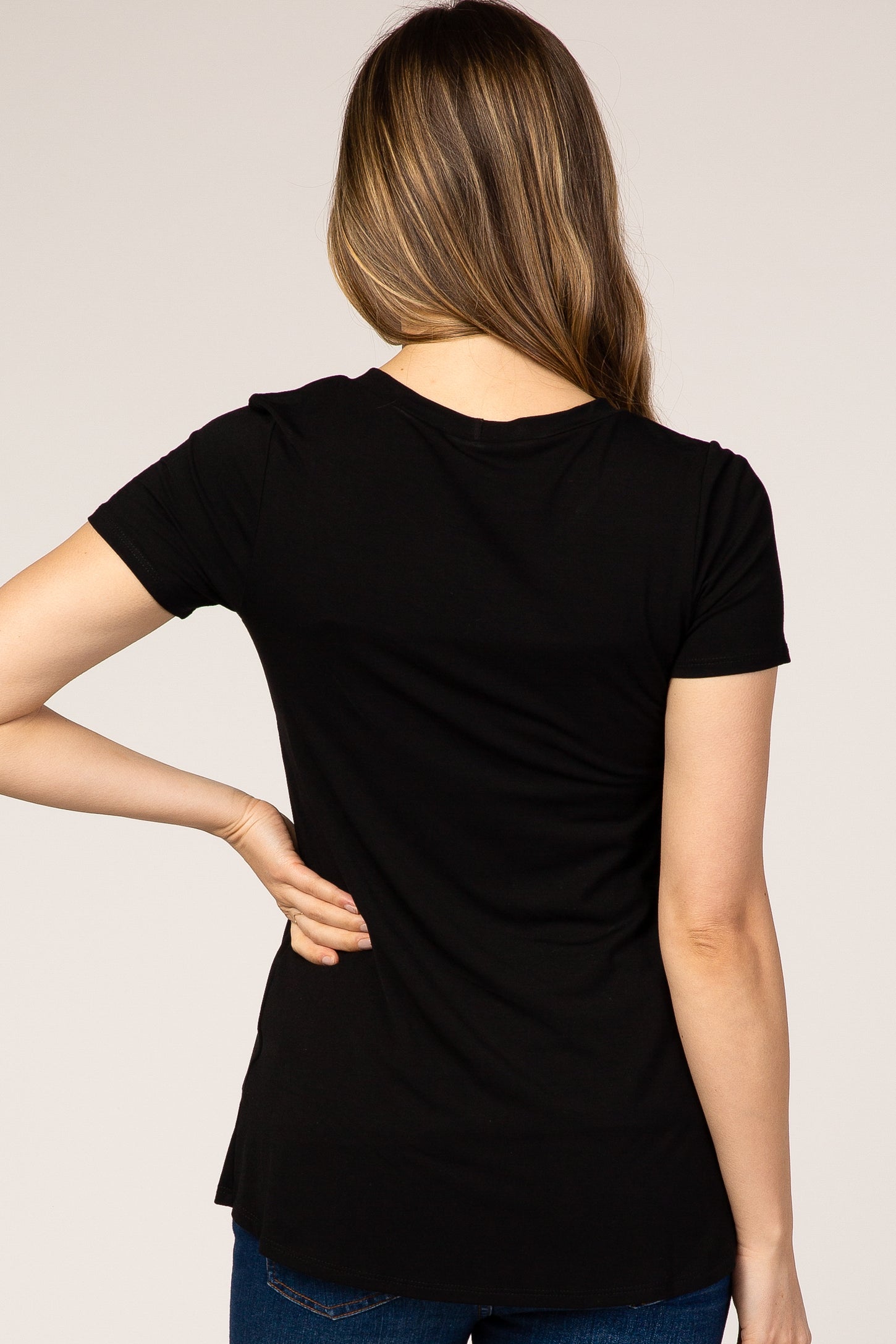 Black Layered Wrap Front Maternity Nursing Top