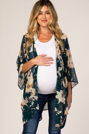 Forest Green Floral Sheer Maternity Cover Up