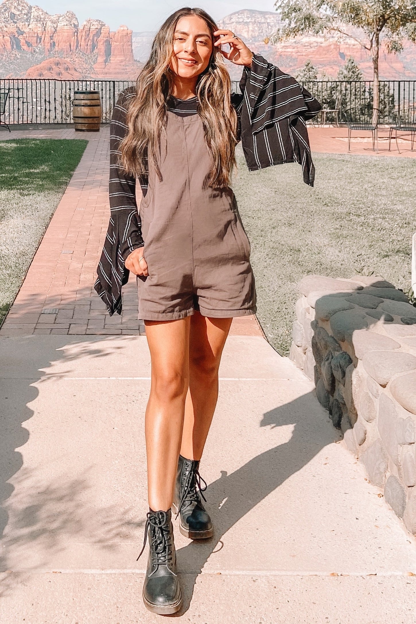 Charcoal Adjustable Strap Maternity Short Overalls