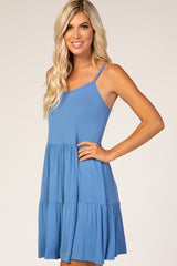 Blue Tiered Tank Dress
