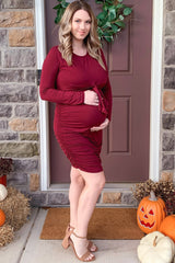 Teal Scoop Front Low Back Ruched One-Piece Maternity Swimsuit