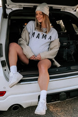 Grey Screen Print Mama Maternity Pullover Sweatshirt