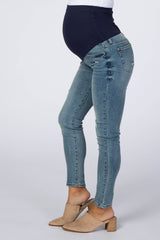 Blue Distressed Maternity Skinny Jeans