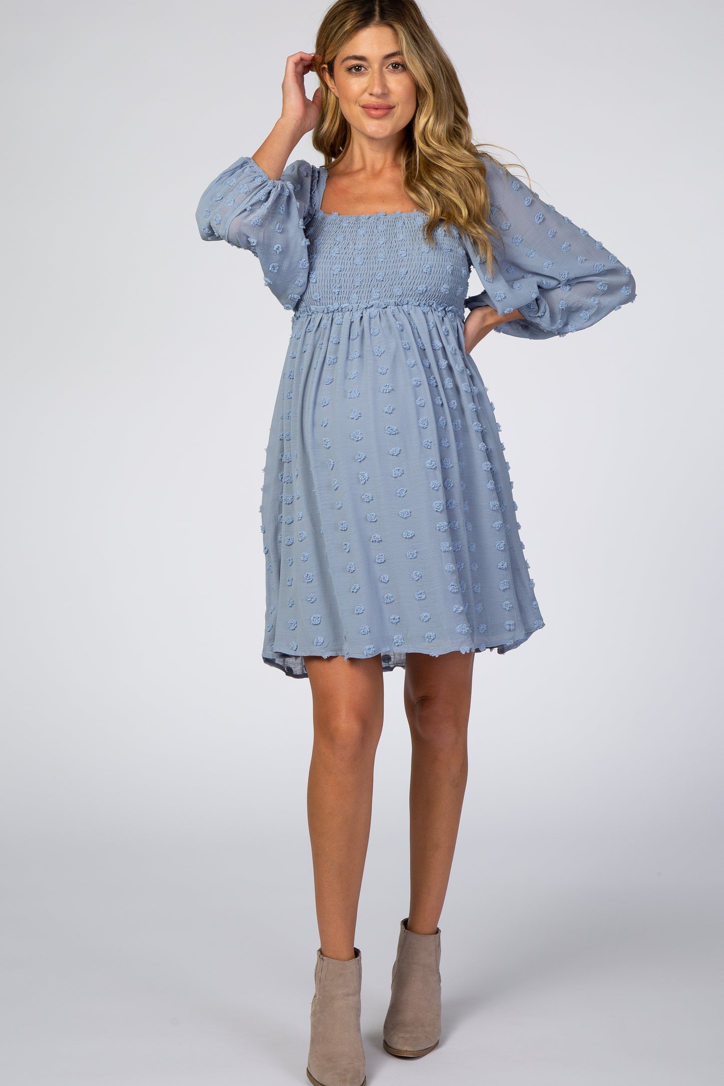 blue chiffon maternity dress Royal Blue Chiffon Short Sleeve Wrap V-Neck Front Slit Maternity Maxi PinkBlush