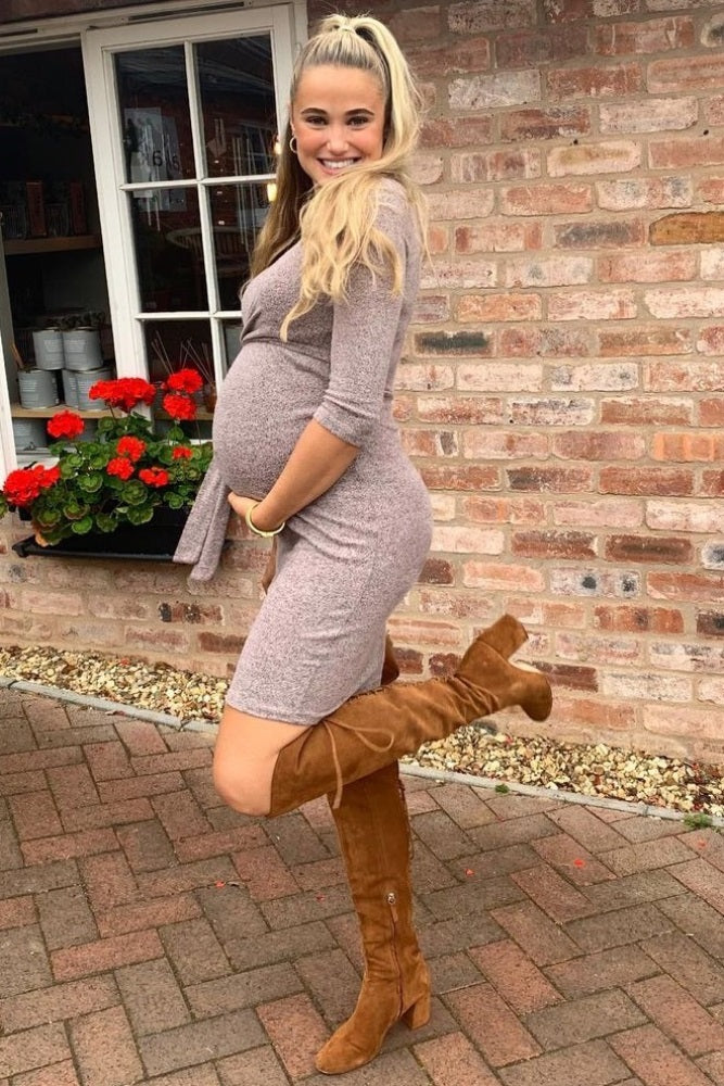 Pink Brushed Knit Wrap Fitted Maternity/Nursing Dress PinkBlush Pink Brushed Knit Wrap Fitted Maternity/Nursing Dress PinkBlush