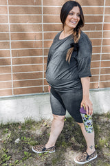 Charcoal Biker Short Maternity Sleep Set