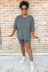Charcoal Biker Short Sleep Set
