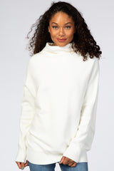Cream Funnel Neck Dolman Sleeve Maternity Sweater