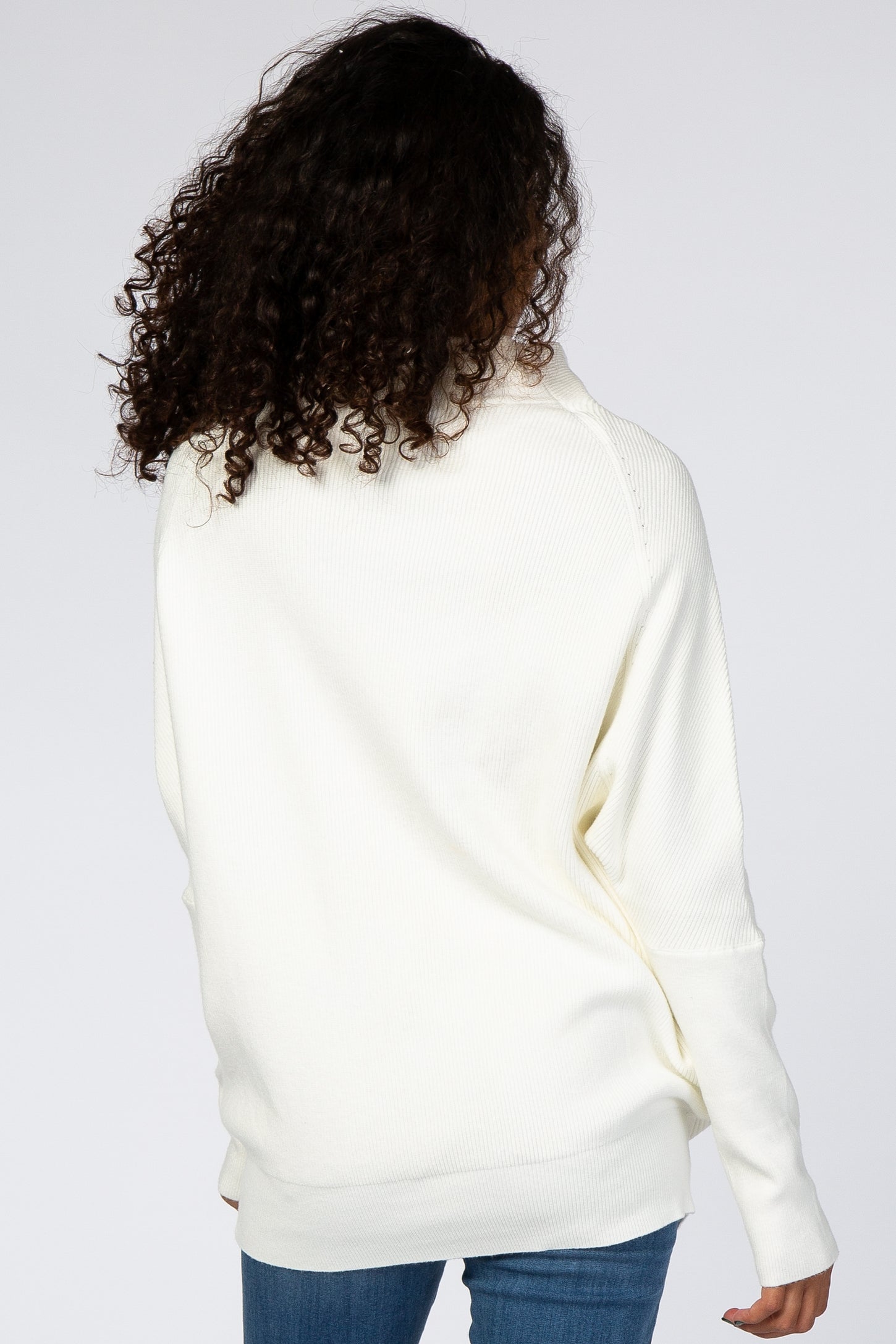 Cream Funnel Neck Dolman Sleeve