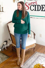 Forest Green Funnel Neck Dolman Sleeve Maternity Sweater