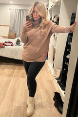 Mocha Funnel Neck Dolman Sleeve Maternity Sweater