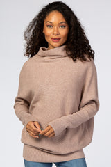 Mocha Funnel Neck Dolman Sleeve Maternity Sweater