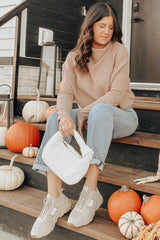 Mocha Funnel Neck Dolman Sleeve Maternity Sweater