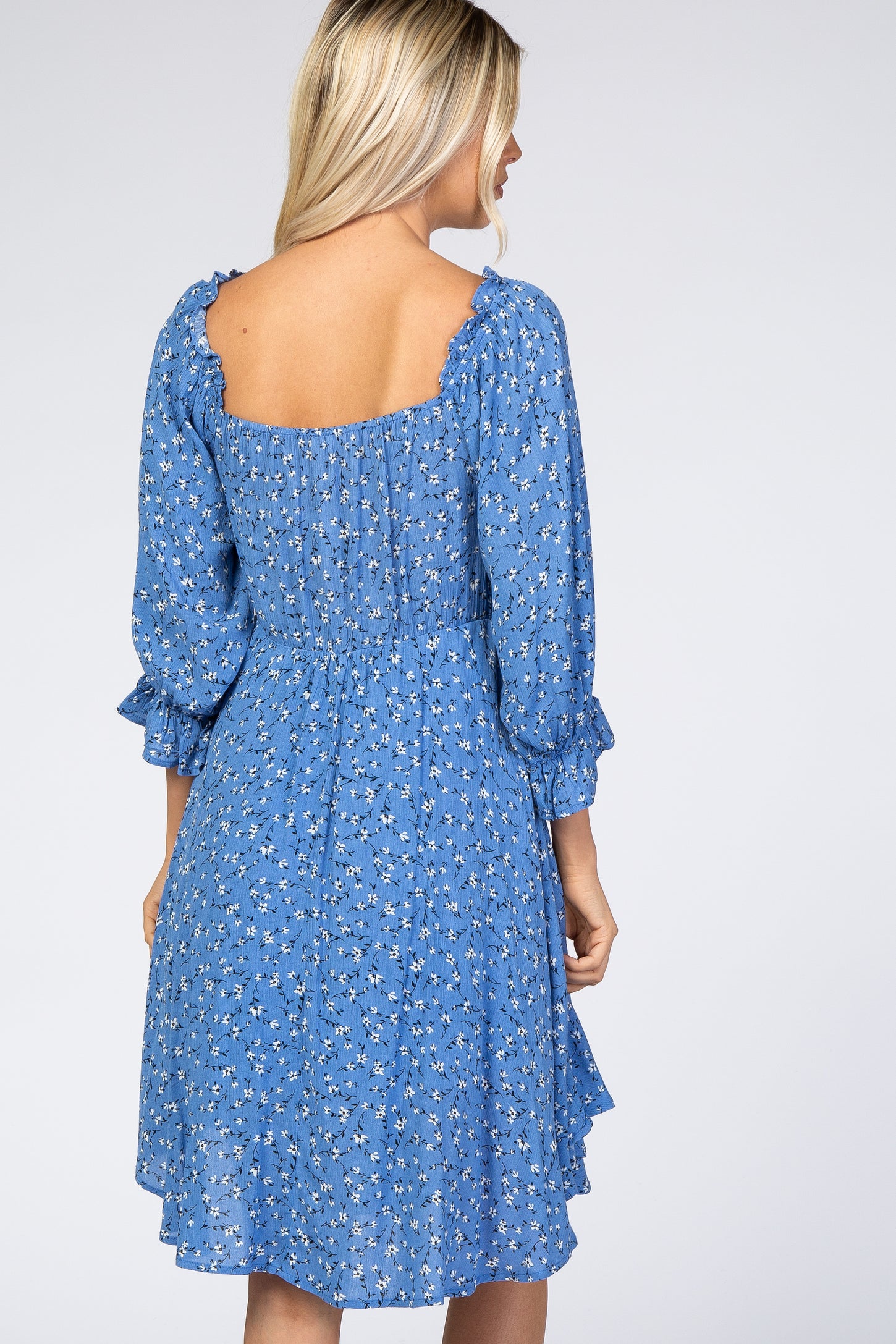 Blue Floral Smocked Dress PinkBlush Blue Floral Smocked Dress PinkBlush