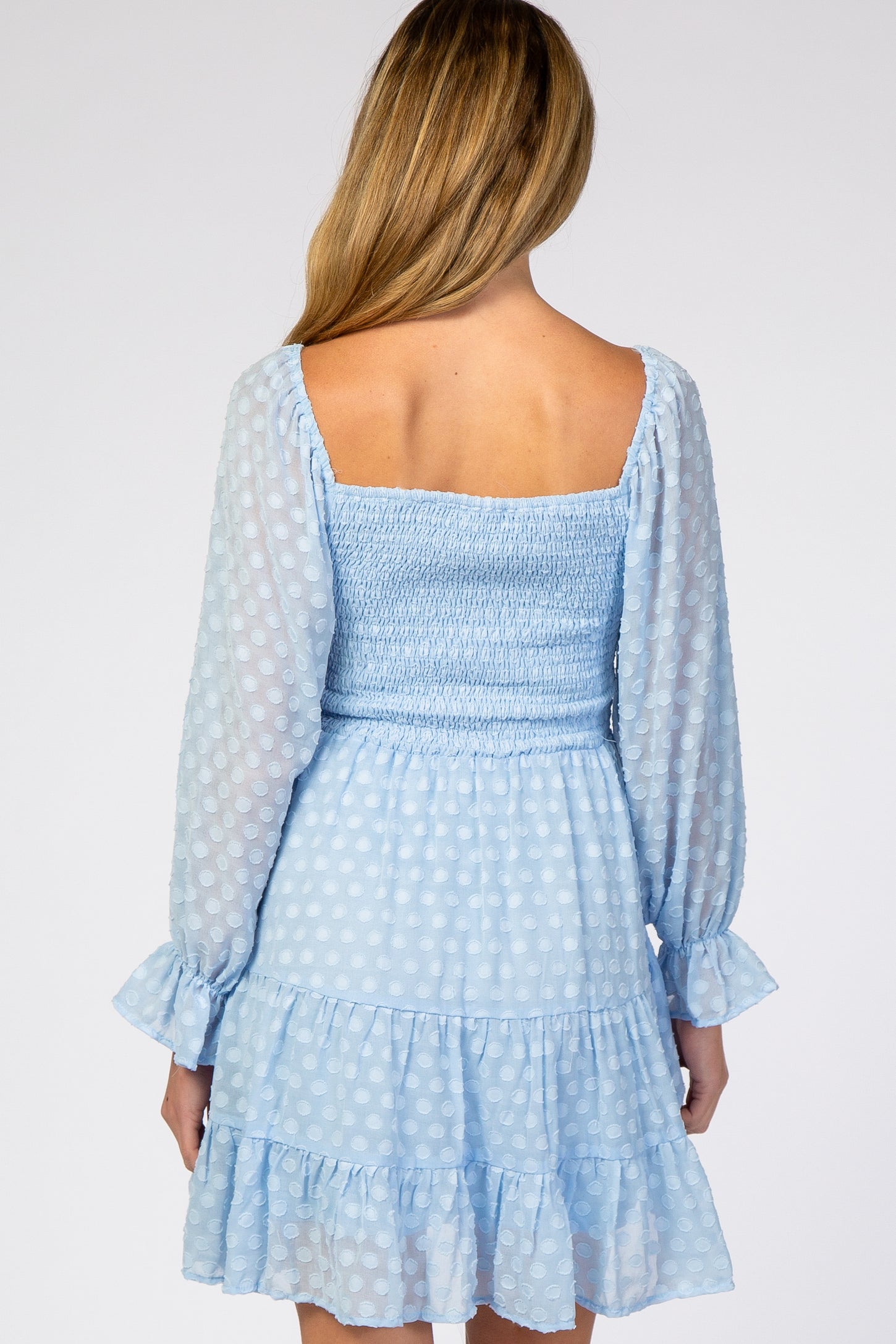 Light Blue Polka Dot Long Sleeve Maternity Dress Light Blue Polka Dot Long Sleeve Maternity Dress