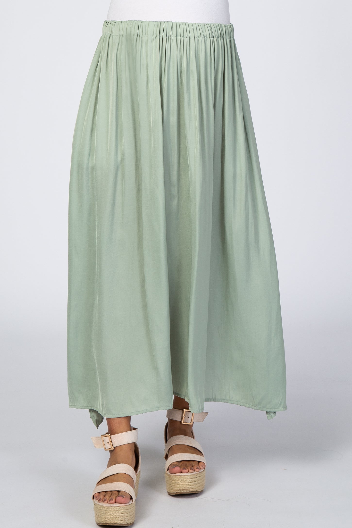 Sage Side Slit Maternity Maxi Skirt