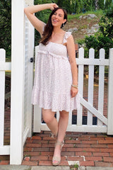 Lavender Floral Ruffle Sleeveless Mini Dress