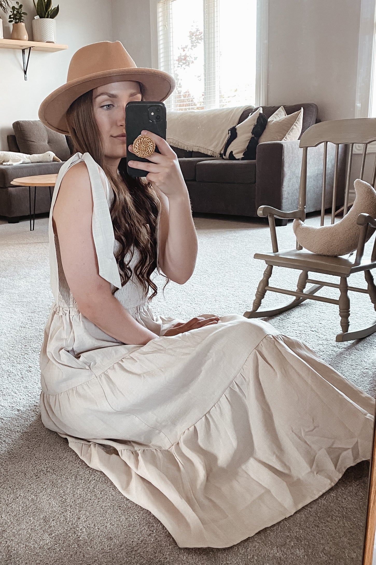 Beige Bow Strap Tiered Midi Dress PinkBlush Beige Bow Strap Tiered Midi Dress PinkBlush