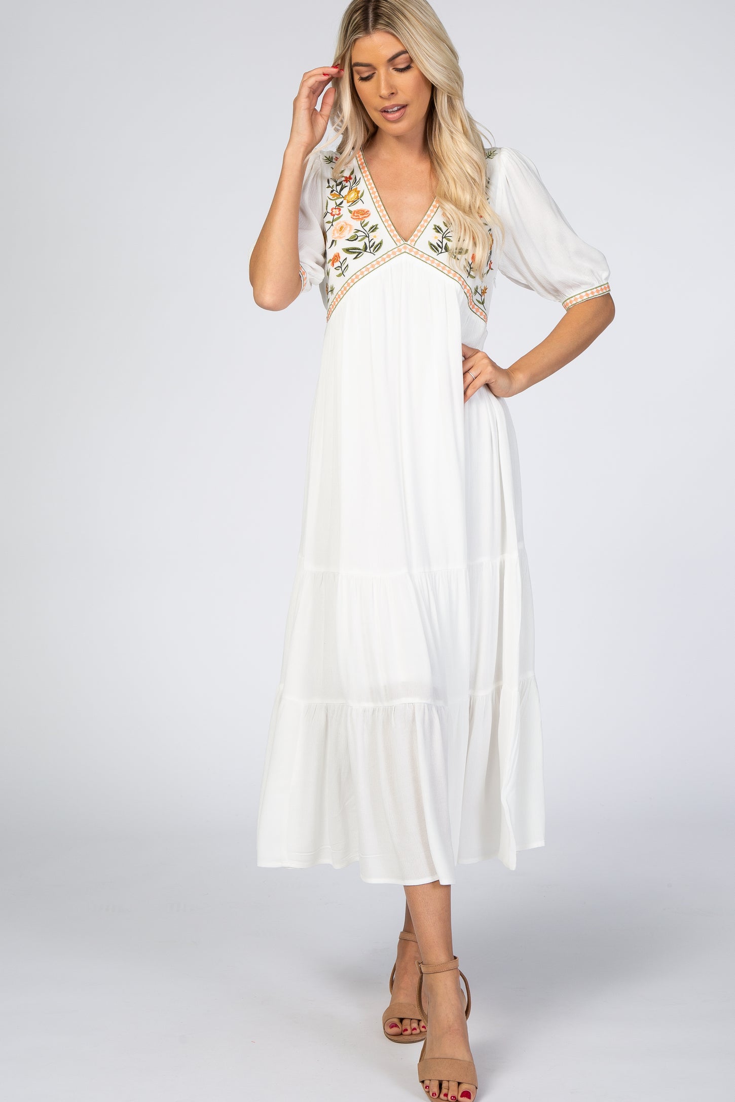 flower embroidered white dress Wildflower Wedding Dresses Off the Shoulder Whimsical Floral Bal Viniodress adorned with delicate floral embroidery Elegant Silk Embroidered White Dress