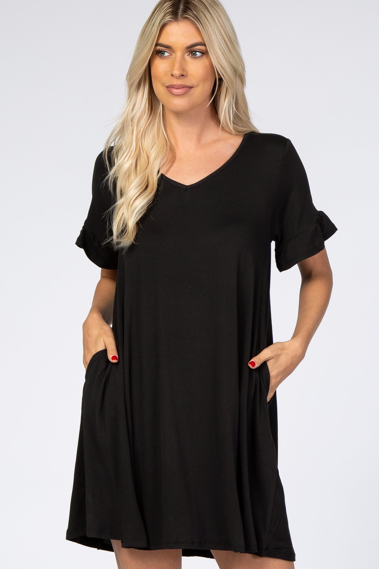 Black Ruffle Sleeve Swing Dress Black Ruffle Sleeve Swing Dress
