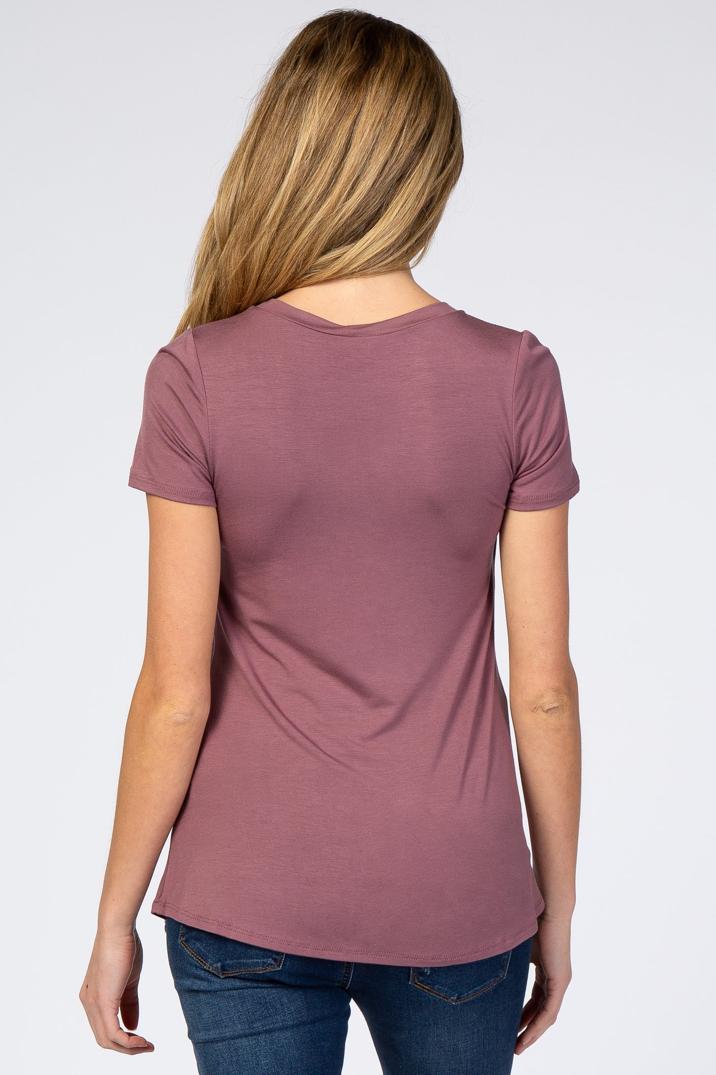 Mauve Layered Wrap Front Maternity Nursing Top
