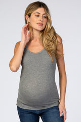Heather Grey Ribbed Maternity Tank Top