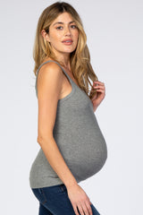 Heather Grey Ribbed Maternity Tank Top
