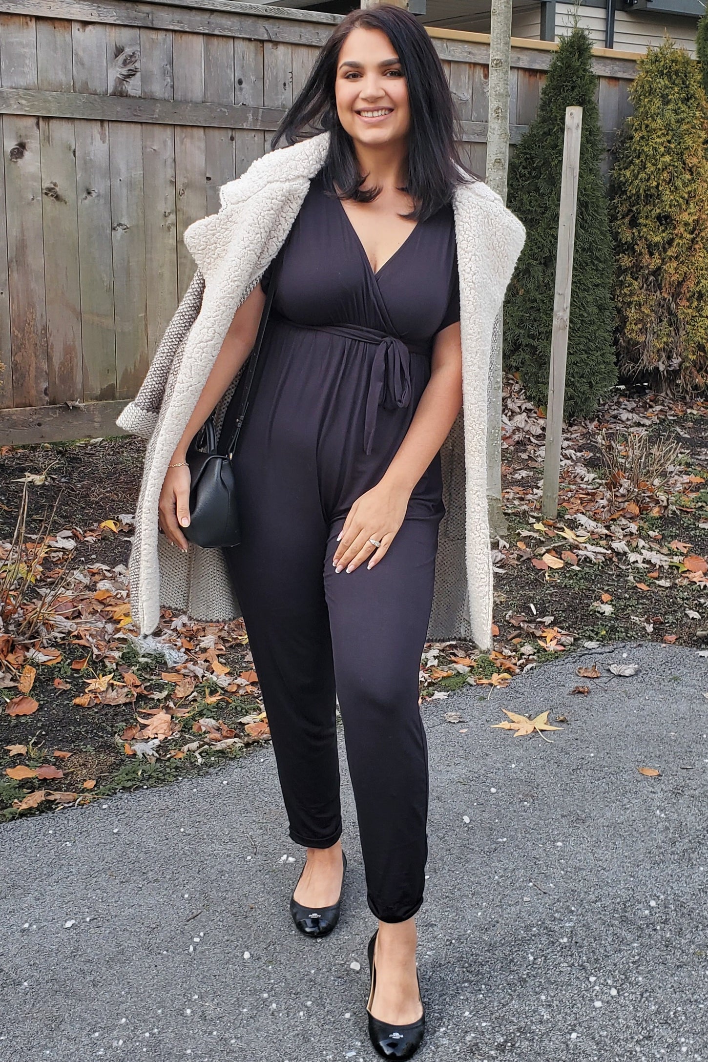 Black Wrap Tie Jumpsuit