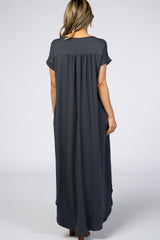 Charcoal Side Slit Maxi Dress