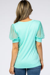 Mint Mesh Sleeve Top