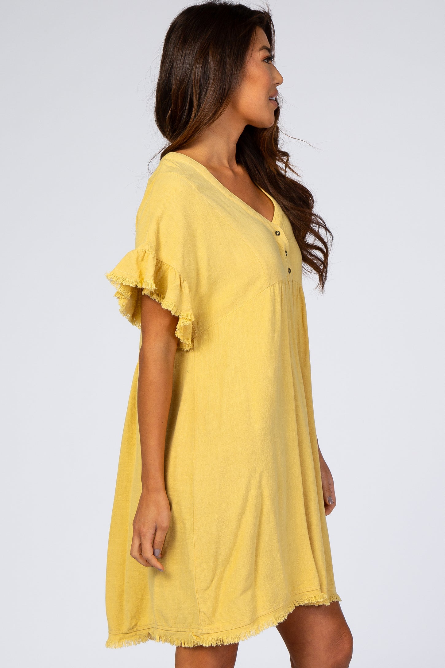 Yellow Linen Fringe Trim Babydoll Dress – PinkBlush Yellow Linen Fringe Trim Babydoll Dress – PinkBlush