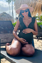 Olive Ruffle Maternity One-Piece Maternity Swimsuit