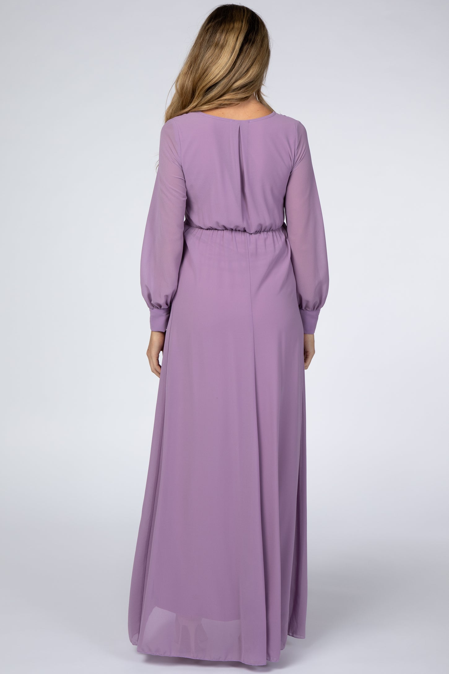 Violet Chiffon Long Sleeve Pleated Maternity Maxi Dress PinkBlush Violet Chiffon Long Sleeve Pleated Maternity Maxi Dress PinkBlush