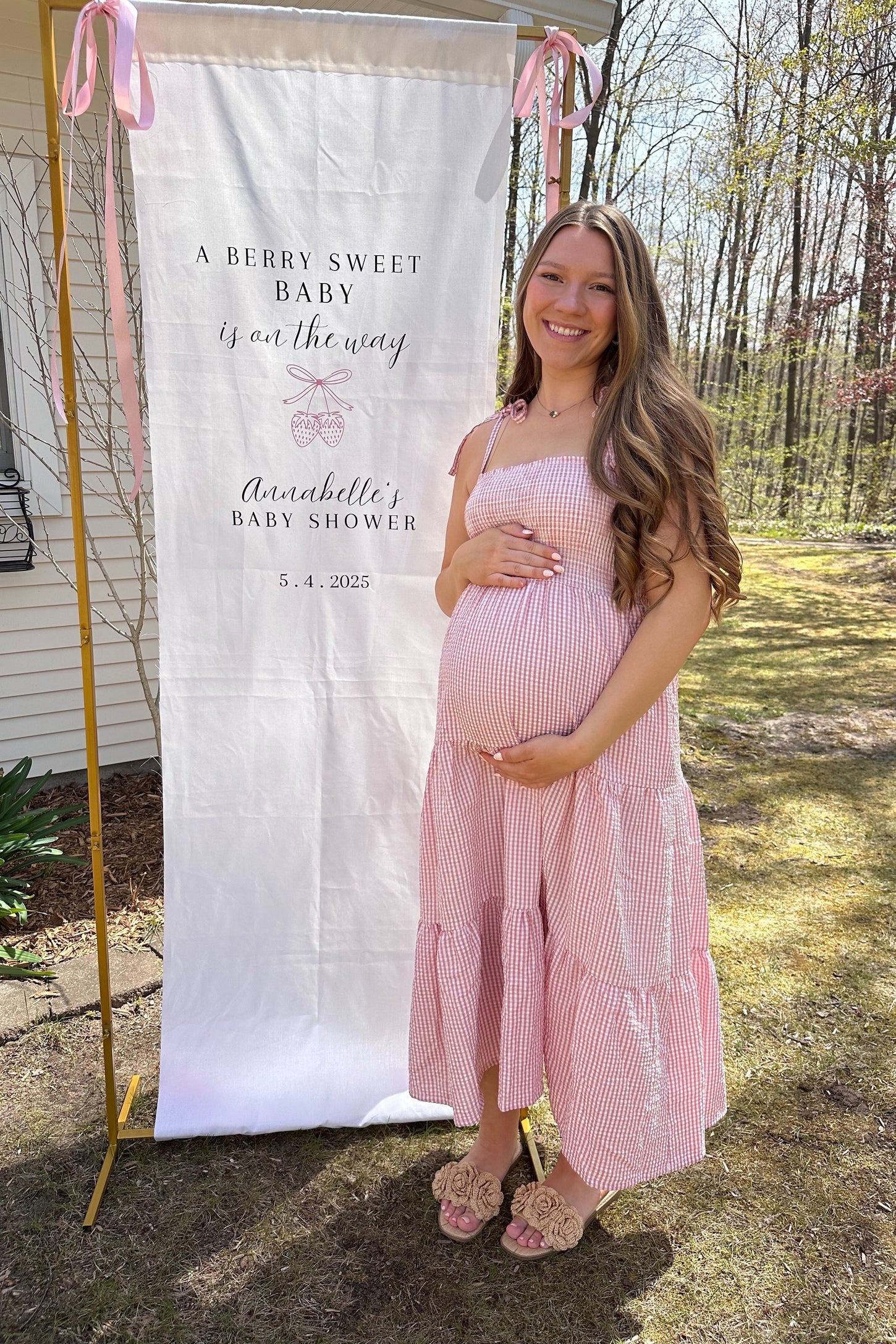 Pink Checkered Tiered Maternity Midi Dress PinkBlush Pink Checkered Tiered Maternity Midi Dress PinkBlush